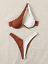 One Shoulder Swimsuits Cut Out Womens Swimwear High Cut Push Up Beach Bikini Set 5