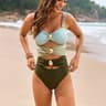 Slimming Bathing Suit Buckle Color Block Stitching Push Up Women Bikini Set Beach Wear 5