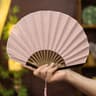 Mini Shell Fan Creative Retro Folding Hand Heat Protection Cotton Linen Cloth Handheld Fan For Wome 7