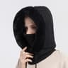 Women Winter Fur Cap Mask Set Hooded Knitted Cashmere Balaclava Ski Hat With Thick Fluffy Beanies   3