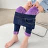Womens Winter Jeans Fleece Lined Slim Pencil Trousers Elastic Waist Velvet Mom Denim Pants 5