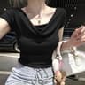 Chic One Shoulder Slim Fit Top For Women Irregular Hem Summer T Shirt 1