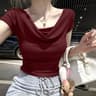 Chic One Shoulder Slim Fit Top For Women Irregular Hem Summer T Shirt 4