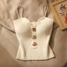 Cross Knit Slim Fit Camisole Tank Top For Women Sleeveless Summer Crop Cami 0