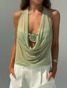 Metallic Backless Off Shoulder Top For Women 0