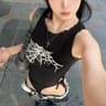 Spider Web Hollow Out Punk Crop Tank Top For Women 2