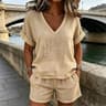 Elegant Breeze V Neck Women Set Summer Lounge  Travel Outfit 0