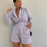 Breezy Button Up Womens Set With Long Sleeve Shirt  Shorts 0