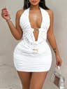 Backless Textured Skirt Set For Women Elegant Summer Matching Outfit 0