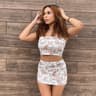 Retro Print Strapless Mini Skirt Set For Women Summer Streetwear 1