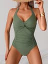 Ruched Lace Up Swimsuit For Women Sculpting Summer Swimwear 2
