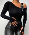 Luna Mesh Mock Neck Cutout Top Slim Fit Long Sleeve Streetwear Tee 4