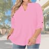 Grace Flow V Neck Summer Blouse For Women Loose Fit Button Front Top 2