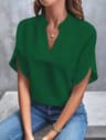 ElegantEase Womens V Neck Blouse Casual Loose Fit Office Wear Top With Half Sleeves 3