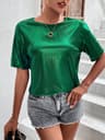 Knitted T Shirt For Women Loose Fit Short Sleeve Casual Summer Top 0