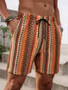 Boho Breeze Mens Beach Shorts Lightweight Ethnic Print Summer Shorts 1