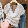 Vintage Floral Mesh T Shirt For Women Slim Fit Summer Streetwear Top 2