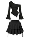 Womens Outfit Off Shoulder Skirt Set With High Waist Maxi Skirt 0