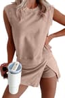 Vintage Womens Summer Set Sleeveless Top And Wrap Skort Casual Matching Outfit 2