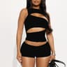 Womens Short Set Bodycon Hollow Out Sleeveless Summer Lounge Outfit 0