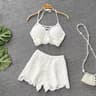 Backless Knit Set For Women Summer Beach Cover Up Shorts Outfit 1