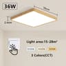 Smart Ceiling Lamp Wood Grain Square Design Alexa And Google Home Voice Control Modern LED Ceiling  7