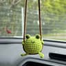 Soft Yarn Crafted Rearview Mirror Decor Cute Crochet Animal Car Pendant Frog And Duckling Design Un 5