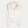 Chic Womens Cotton Coat Withe Faux Fur Hat Full Sleeve Zipper Solid Female Short Coats 2025 Autumn