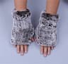 WinterRex Rabbit Fur Fingerless Gloves Soft Fluffy Fur Wrist Warmers For Women 3