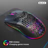 Rechargeable Wireless Gaming Mouse With RGB Lights Ultra Lightweight Honeycomb Design DPI 5