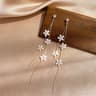 Style Daisy Flower Earrings With Rhinestone Tassels Asymmetrical Floral Statement Jewelry 5
