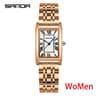 Rectangular Couple Watch Water Proof Quartz Stainless Steel Dress Watch 5