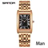 Rectangular Couple Watch Water Proof Quartz Stainless Steel Dress Watch 7