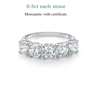 Five Stone Moissanite Wedding Ring For Women In Sterling Silver 4