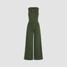 Womens High Waist Patent Leather Wide Leg Jumpsuit 3