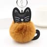 Cute Fluffy Cat Head Pom Pom Keychain Plush Charm For Bags Keys  Gifts 6