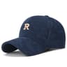 Corduroy Baseball Cap With Embroidered R Stylish Adjustable Casual Hat 3