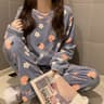 Flannel Womens Pajamas Warm Fall And Winter Loungewear Peach Sleepwear Coral Velvet Nightwear 7