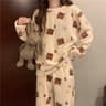 Flannel Womens Pajamas Warm Fall And Winter Loungewear Peach Sleepwear Coral Velvet Nightwear 8