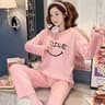 Plus Size Coral Velvet Pajamas For Women Warm Sleepwear For Winter Thickened Long Sleeve Solid Colo