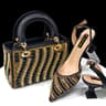 Rhinestone Decoration Fuchsia Color Shoes And Bag Set Shiny Italian Fashion Pointed Toe Women Heel  8