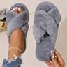 Sexy EVA Light Flip Flops Popular Cross Furry Slippers Female Fluffy Slides Autumn Winter Outdoor F 3