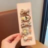 Baby Girl Hair Clips Korean Cute Fashion Cartoon Bear Bowknot Pin Milk Coffee Color Toddler Kids He 5