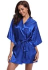Sexy Navy Blue Robes Satin Women Silk Bridesmaid Robes New Silk Kimono Robe Bathrobe Ladies Dressin 12
