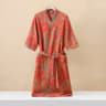 Half Sleeve Kimono Bathrobe Cotton Fashionable Printed Sleepwear Thin Quick Drying Absorbent Home W 2