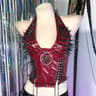 Gothic Bustier Y2K Punk Studded Crop Top Vegan Leather Goth Clothes Skull Grunge Emo Tank 13