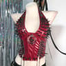 Gothic Bustier Y2K Punk Studded Crop Top Vegan Leather Goth Clothes Skull Grunge Emo Tank 14