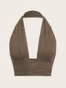 Backless Solid White Crop Halter Top For Women Deep Vneck Sleeveless Tank Summer Club Streetwear Fa 0