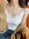 Cropped Lace Tank Top For Women Sexy White Tank Tops Korean Sleeveless Black Vest Summer Coquette C 5