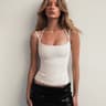 Spring Summer New Style Womens Slim Fit Shoulder Bared Top Double Rope Tear Stitch Fashionable TShi 2